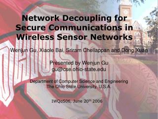 Network Decoupling for Secure Communications in Wireless Sensor Networks