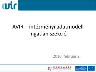 AVIR – intézményi adatmodell ingatlan szekció