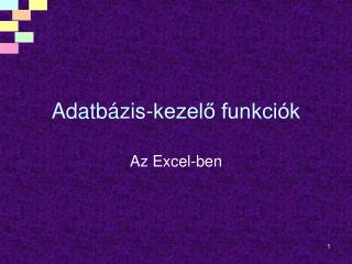 Adatbázis-kezelő funkciók