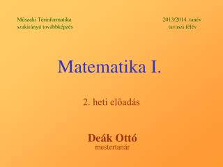 Matematika I.