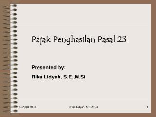 Pajak Penghasilan Pasal 23