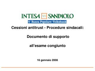 Cessioni antitrust - Procedure sindacali: Documento di supporto all’ esame congiunto