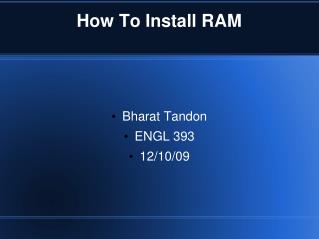 How To Install RAM