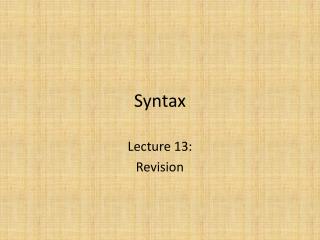Syntax
