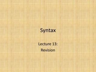 Syntax