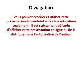 Divulgation