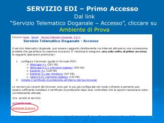 SERVIZIO EDI – Primo Accesso