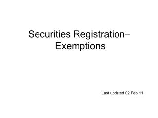 Securities Registration– Exemptions