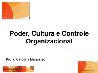 Poder, Cultura e Controle Organizacional
