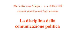 La disciplina della comunicazione politica