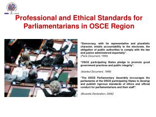 Professional and Ethical Standards for Parliamentarians in OSCE Region