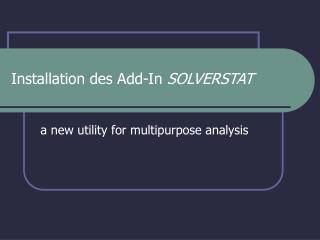 Installation des Add-In SOLVERSTAT