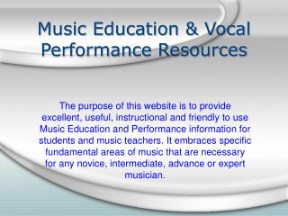 Music Education & Vocal Performance Resources
