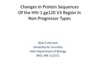 Changes In Protein Sequences Of the HIV-1 gp120 V3 Region In Non-Progressor Types