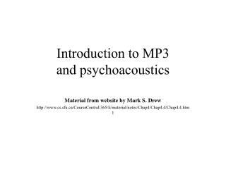 Introduction to MP3 and psychoacoustics