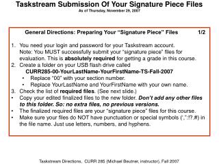 General Directions: Preparing Your “Signature Piece” Files 1/2