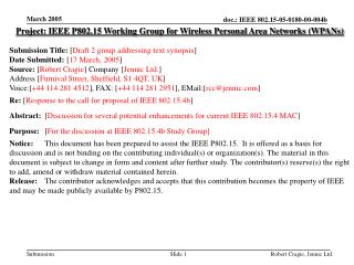 Project: IEEE P802.15 Working Group for Wireless Personal Area Networks (WPANs)