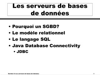 Les serveurs de bases de données