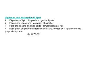 Digestion and absorption of lipid ط      Digestion of lipid , Lingual and gastric lipase