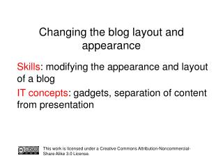 Changing the blog layout and appearance