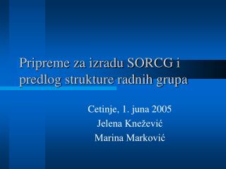 Pripreme za izradu SORCG i predlog strukture radnih grupa
