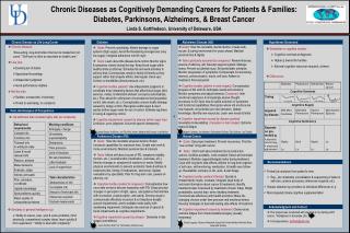 Chronic Diseases as Cognitively Demanding Careers for Patients &amp; Families: