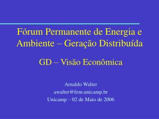 Fórum Permanente de Energia e Ambiente – Geração Distribuída