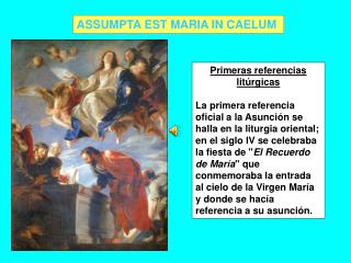 ASSUMPTA EST MARIA IN CAELUM