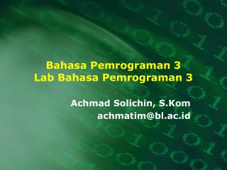 Bahasa Pemrograman 3 Lab Bahasa Pemrograman 3