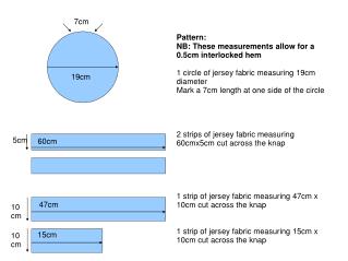 Pattern: NB: These measurements allow for a 0.5cm interlocked hem