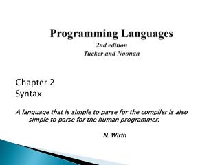 Programming Languages 2nd edition Tucker and Noonan