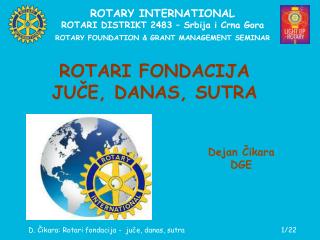 ROTARY INTERNATIONAL ROTARI DISTRIKT 2483 – Srbija i Crna Gora