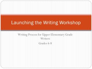 Launching the Writing Workshop