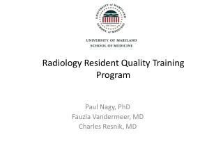 Radiology Resident Quality Training Program