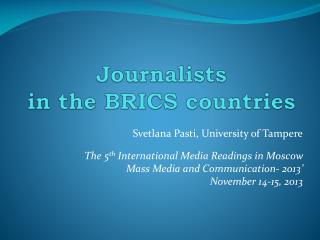 Journalists in the BRICS countries