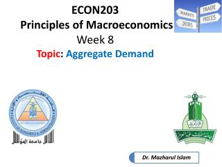 ECON203 Principles of Macroeconomics Week 8 Topic : Aggregate Demand