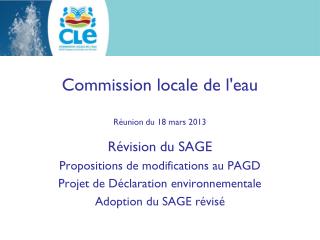 Commission locale de l'eau Réunion du 18 mars 2013
