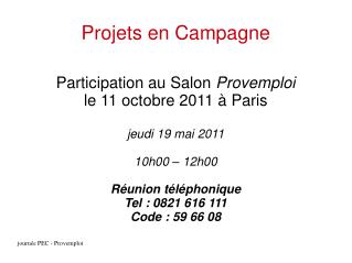 Projets en Campagne