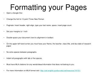 Formatting your Pages