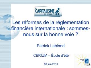 CERIUM – École d’été 30 juin 2010