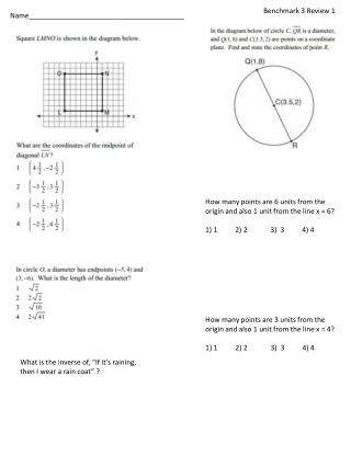 How many points are 6 units from the origin and also 1 unit from the line x = 6?