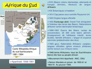 XVII (Boers) colons néerlandais, allemands et français (fermiers, éleveurs) de langue: afrikaans
