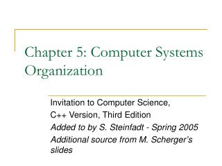 Chapter 5: Computer Systems Organization