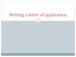 Writing a letter of application