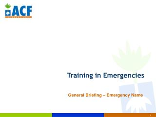Training in Emergencies