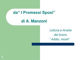 da“ I Promessi Sposi” di A. Manzoni