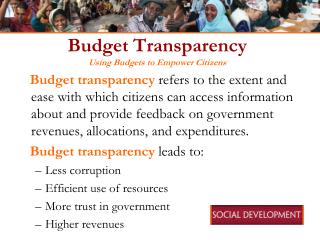 Budget Transparency Using Budgets to Empower Citizens
