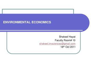 ENVIRONMENTAL ECONOMICS