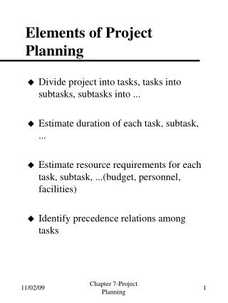 Elements of Project Planning