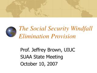 The Social Security Windfall Elimination Provision